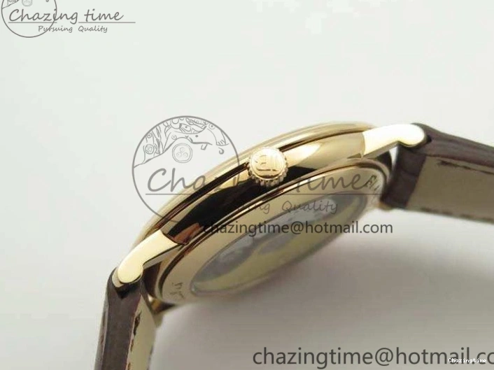 0824 Villeret 6651 RG ZF 1:1 Best Edition White Dial On Brown Leather Strap A ComfortFit 8097